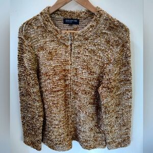 Jones NY xl golden eyelash zip cardigan euc
